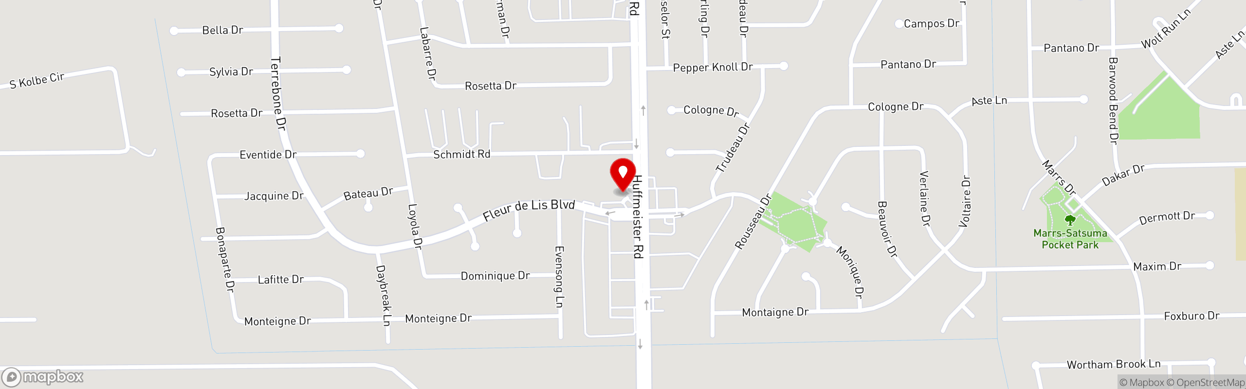 Street map pinning Taquerias Arandas in Cypress