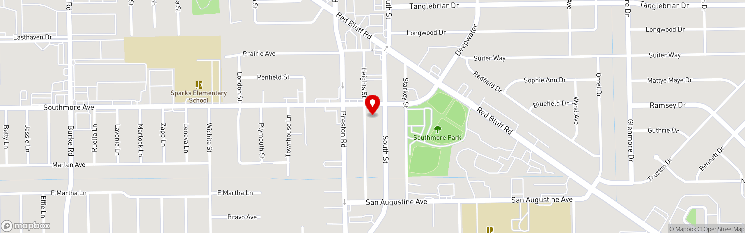 Street map pinning Taquerias Arandas in 2828 Southmore Ave