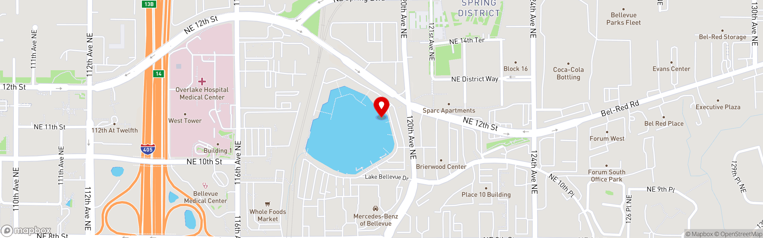 Street map pinning The Crab Pot Bellevue in Bellevue