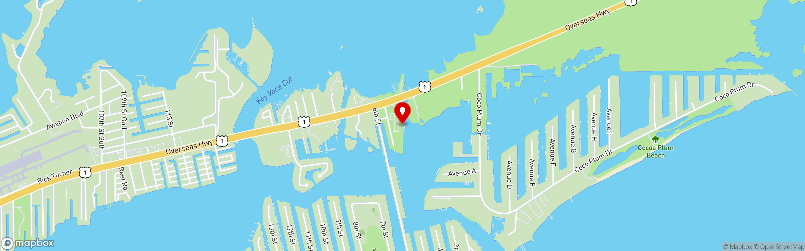 Street map pinning Sparky's Landing - Fish n Cocktails in Marathon, FL