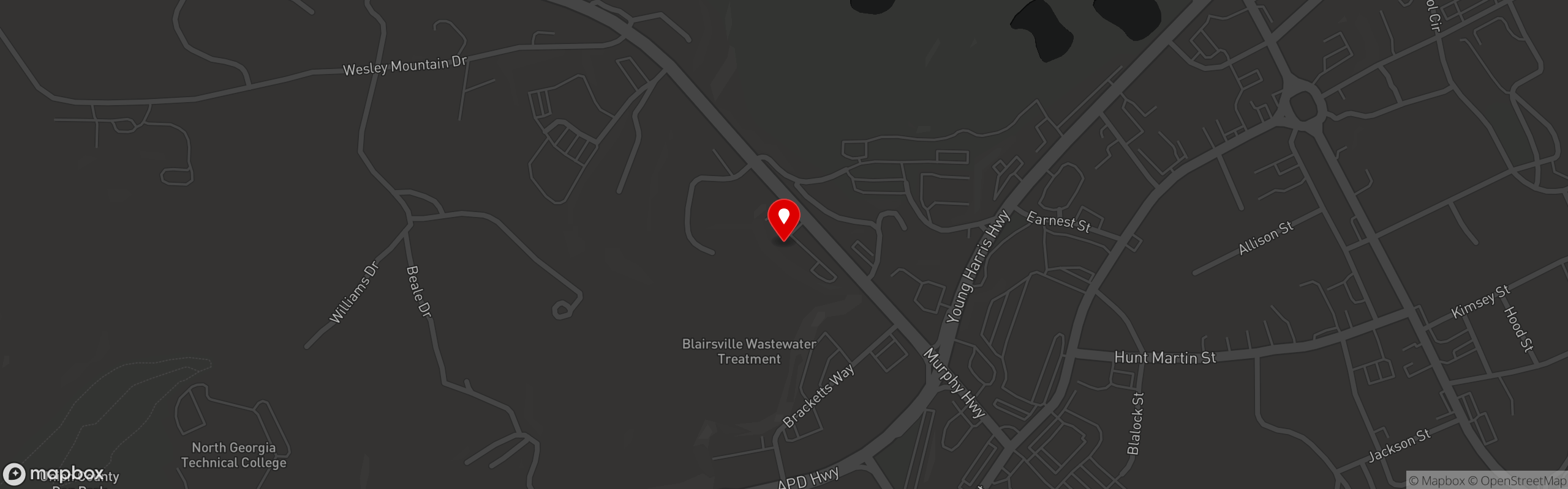 Street map pinning Sammie's Sub Shop in Blairsville