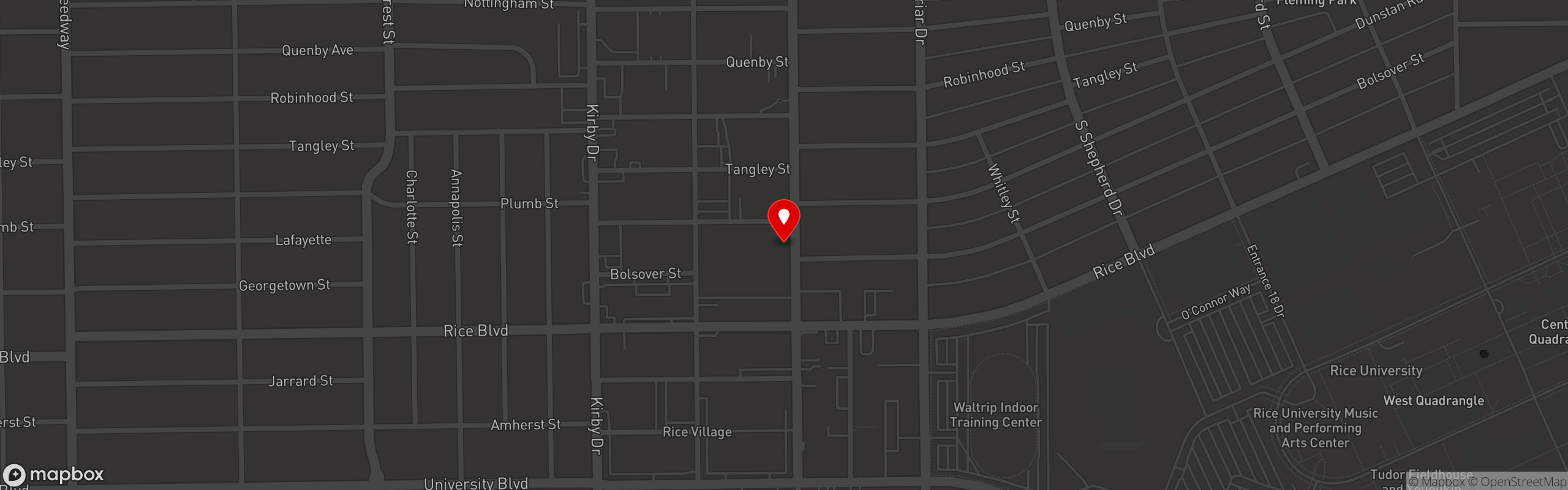 Street map pinning Coppa Osteria in Rice Village, Southampton