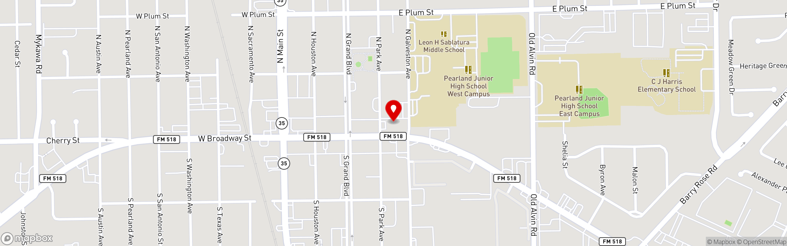 Street map pinning Killen's BBQ in Pearland