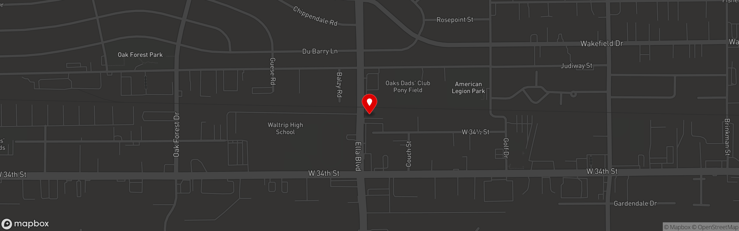 Street map pinning Jax Grill in Jax Grill Ella