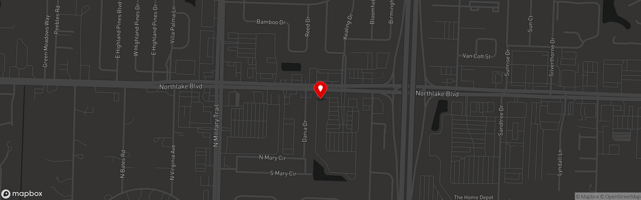 Street map pinning Ana's Killer Empanadas in Palm Beach Gardens