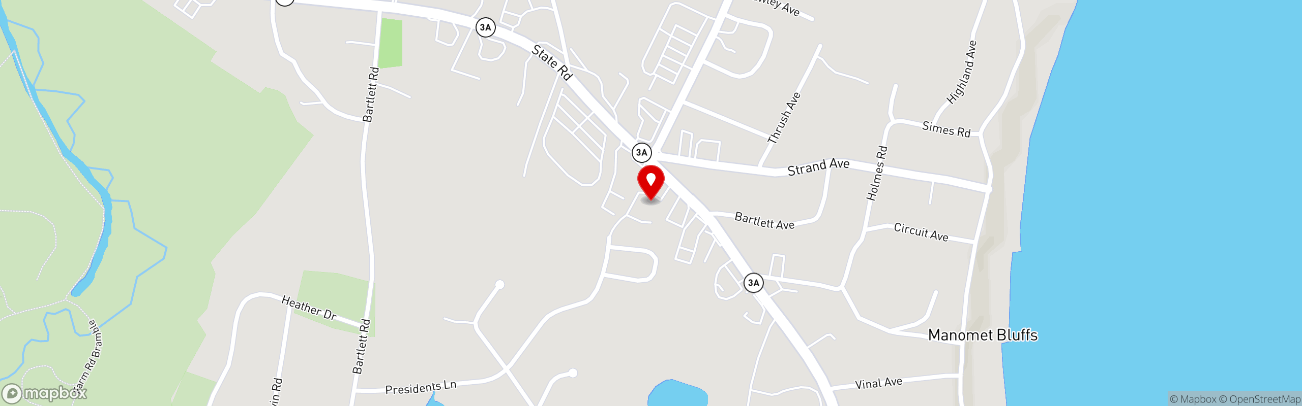 Street map pinning Aroma Tavern and Grill in Plymouth, MA