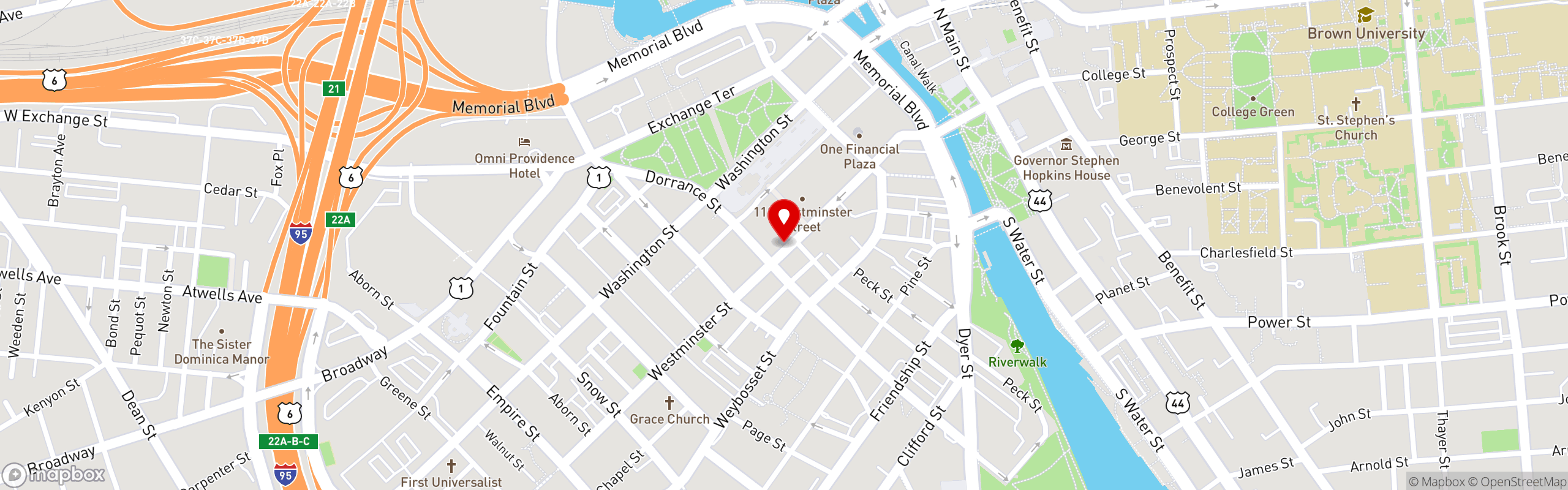 Street map pinning Ocean State Sandwich Company in Providence