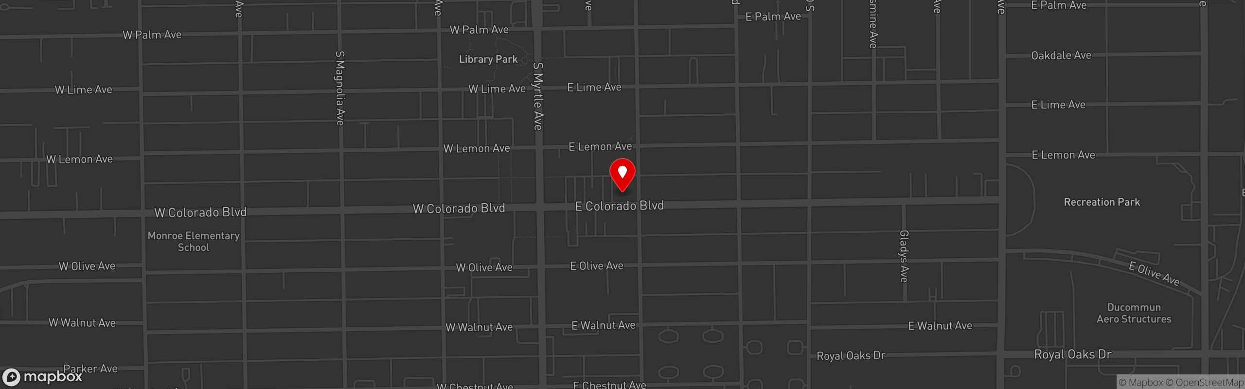 Street map pinning The Peach Cafe in The Peach Cafe