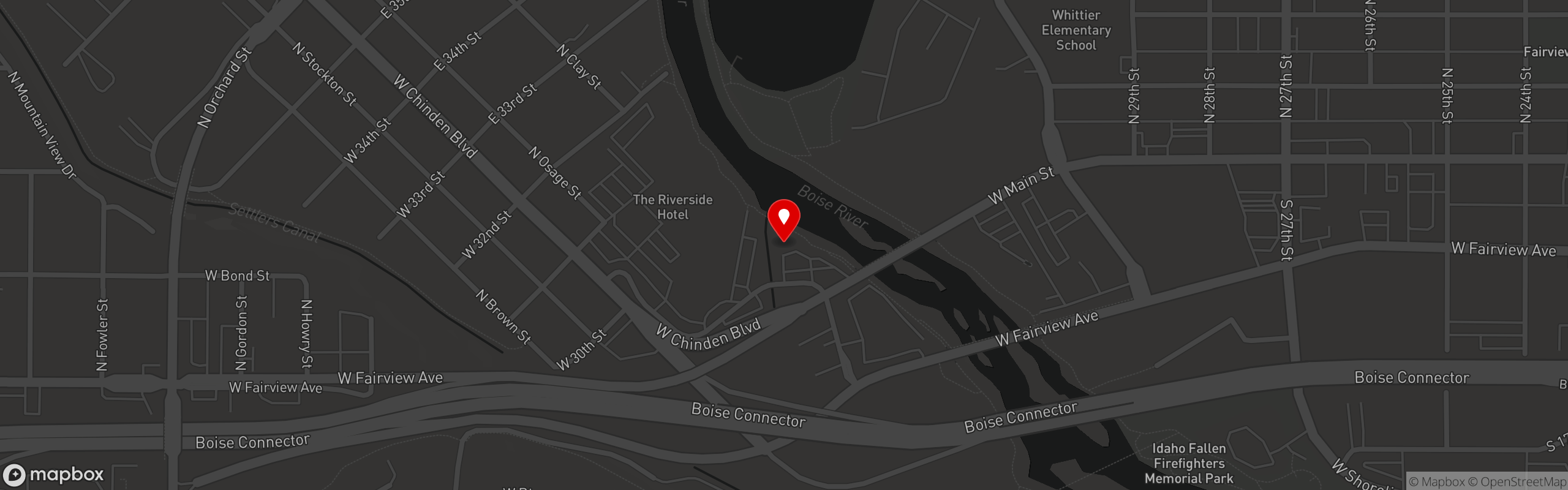 Street map pinning Ling & Louie's Asian Bar and Grill in Boise