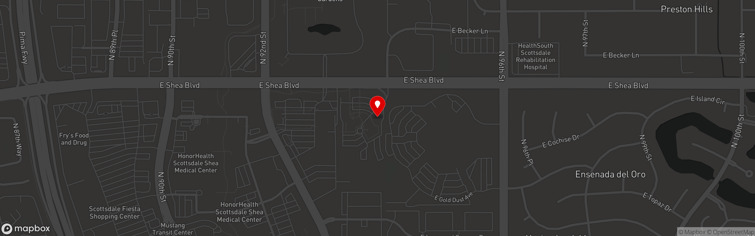 Street map pinning Ling & Louie's Asian Bar and Grill in Scottsdale
