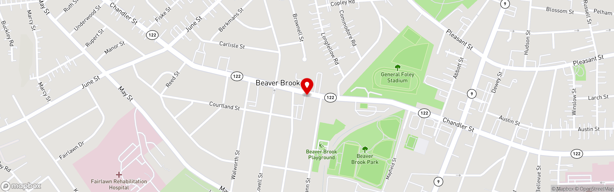 Street map pinning Joey's Bar & Grill in Joey's Bar & Grill