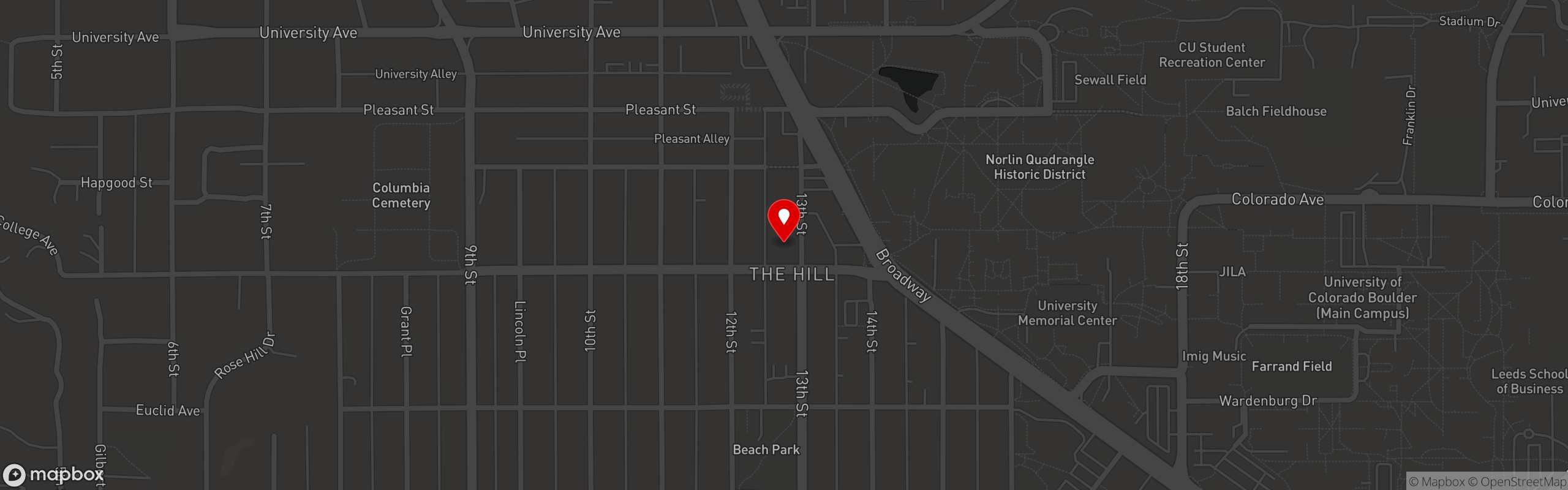 Street map pinning Peckish in Boulder