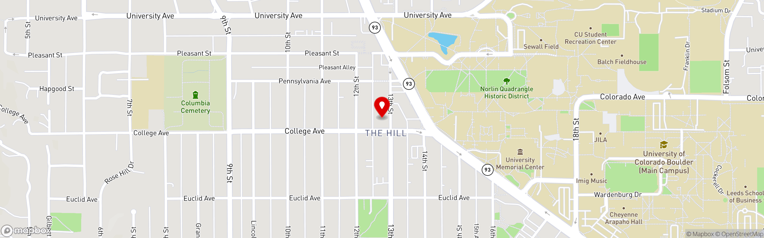 Street map pinning Peckish in Boulder