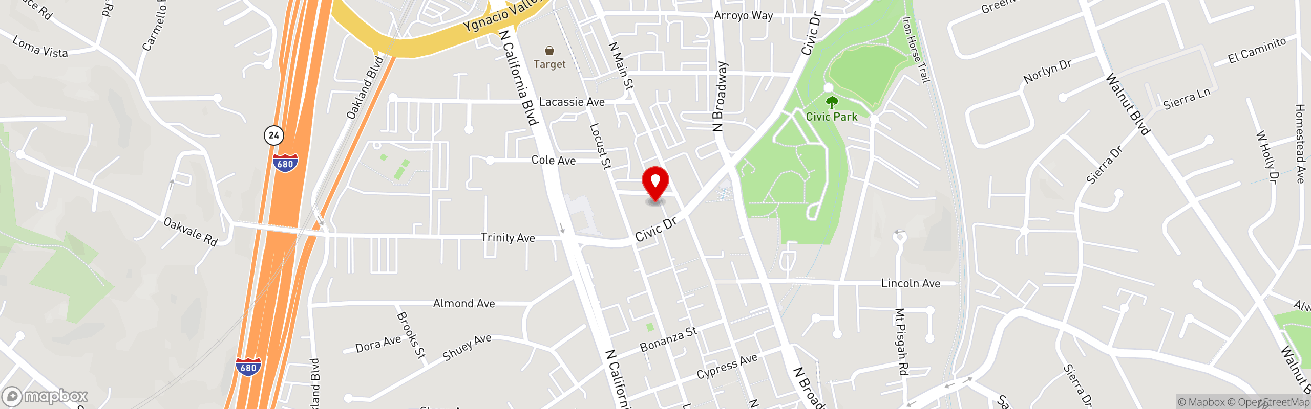 Street map pinning Sweet Maple in Walnut Creek