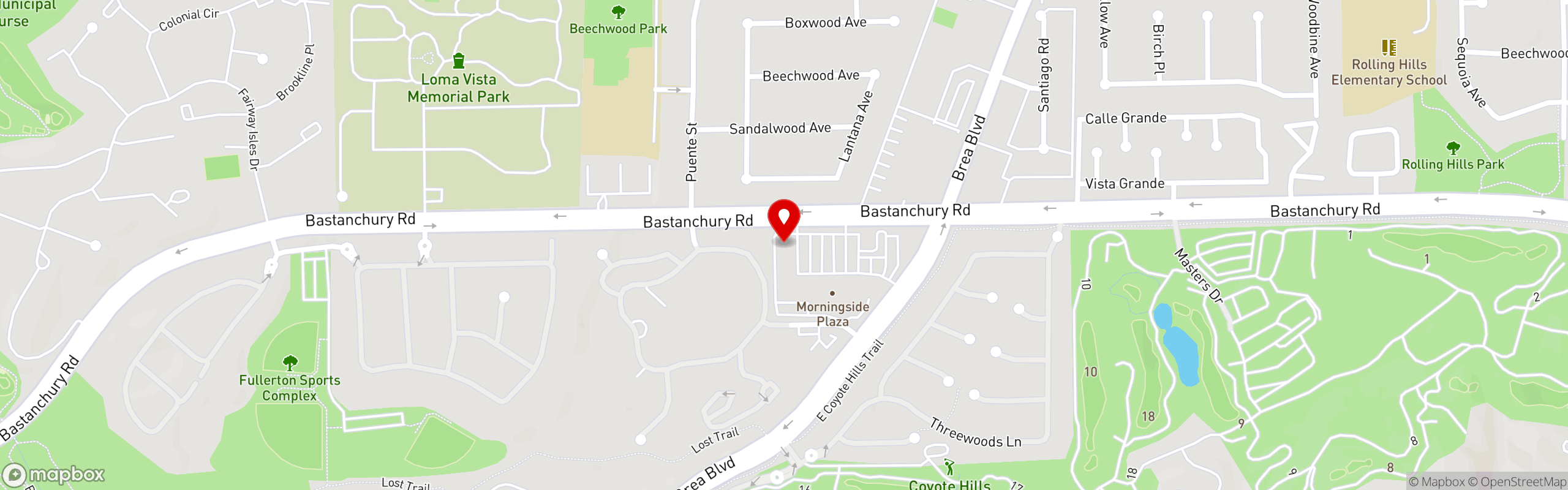 Street map pinning Early Bird in Fullerton, CA