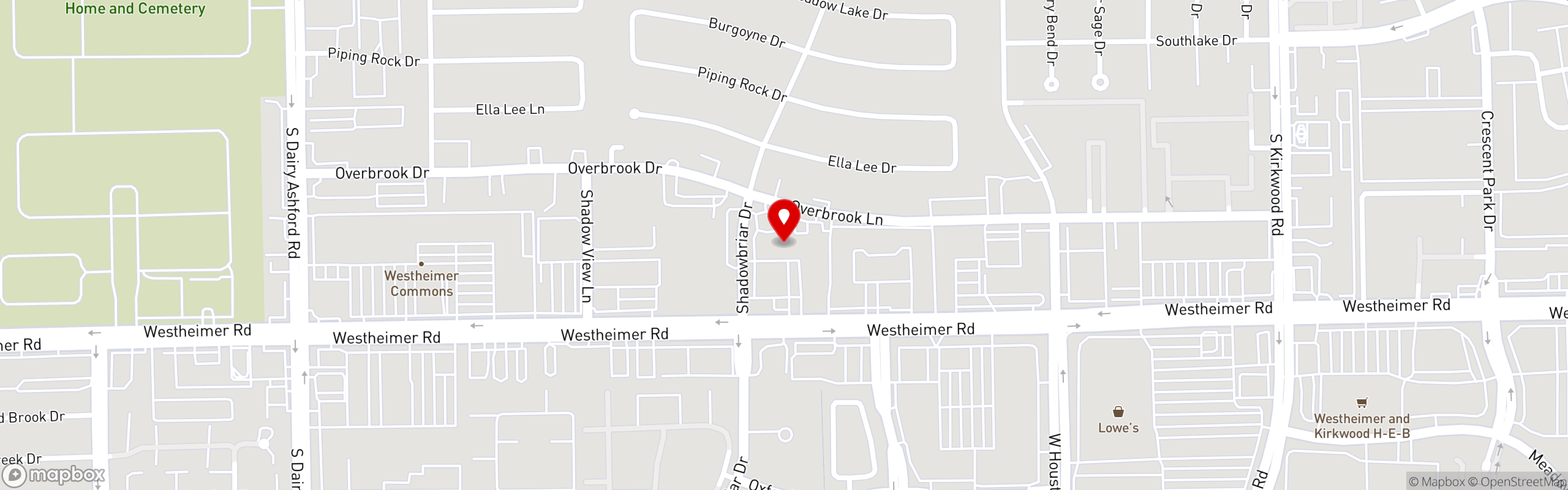 Street map pinning Emporio Inc. in Village Shops Strip Center