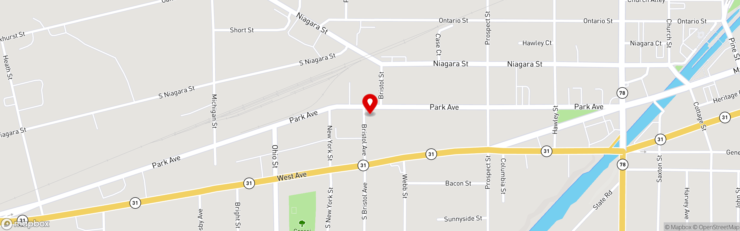 Street map pinning Wagners Restaurant in Wagners Restaurant