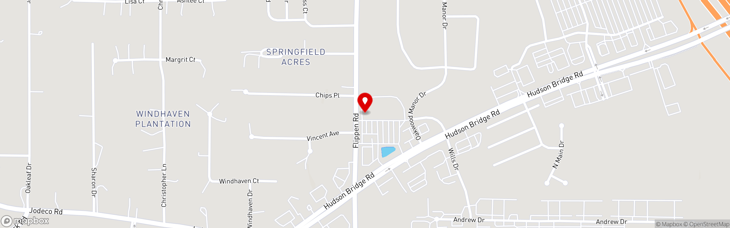 Street map pinning Mesquite Mexican Grill in Stockbridge