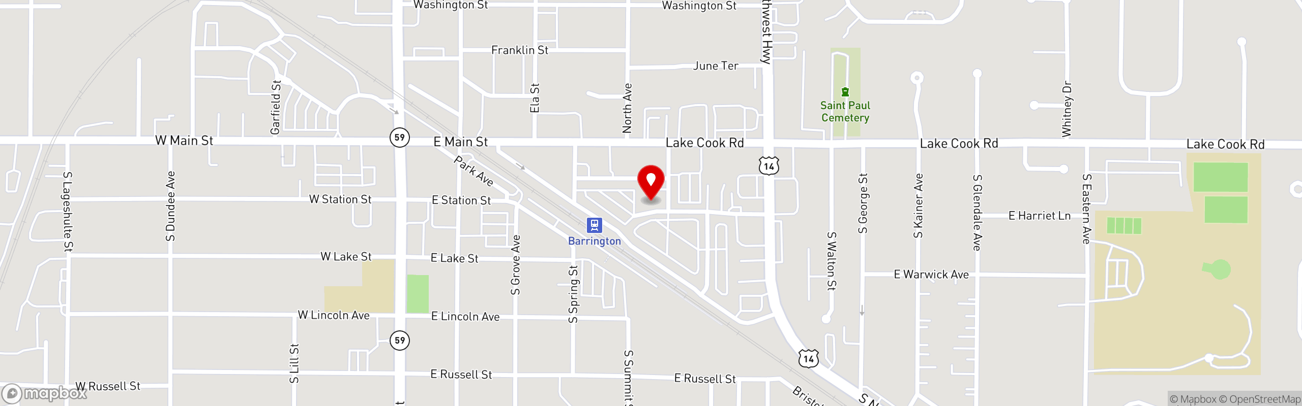 Street map pinning Moretti's Ristorante and Pizzeria in Barrington