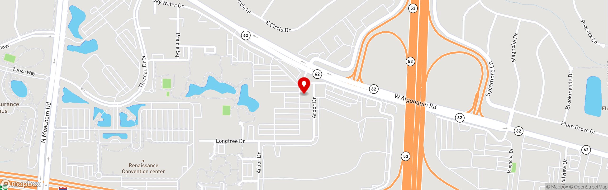 Street map pinning Moretti's Ristorante and Pizzeria in Schaumburg