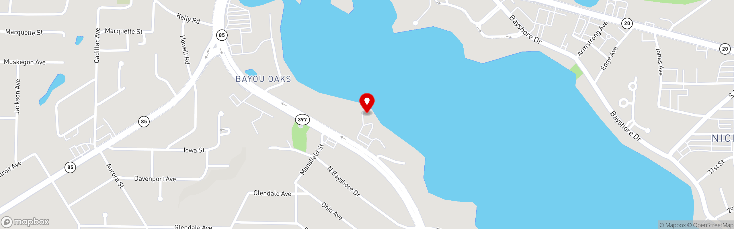 Street map pinning The Boathouse Landing in The Boathouse Landing