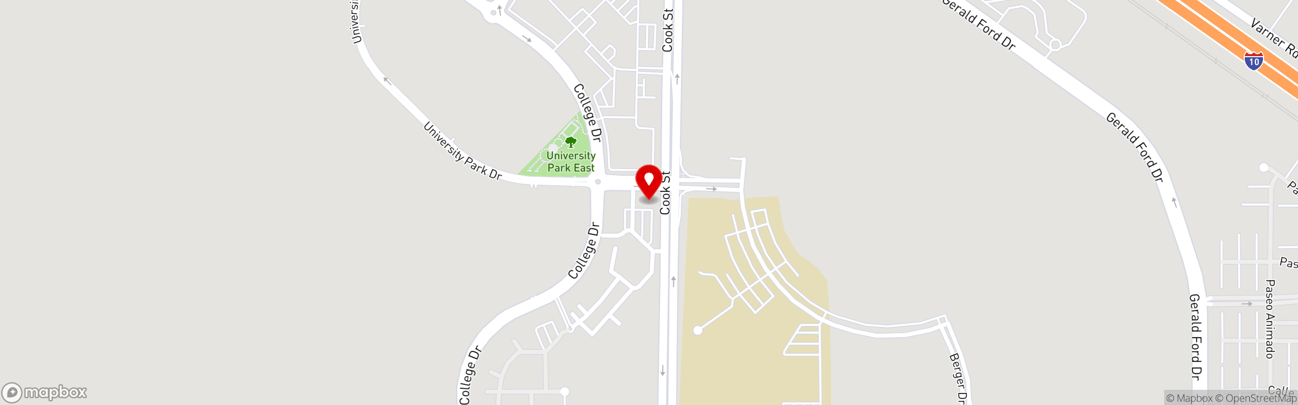 Street map pinning JT's Diner in Palm Desert