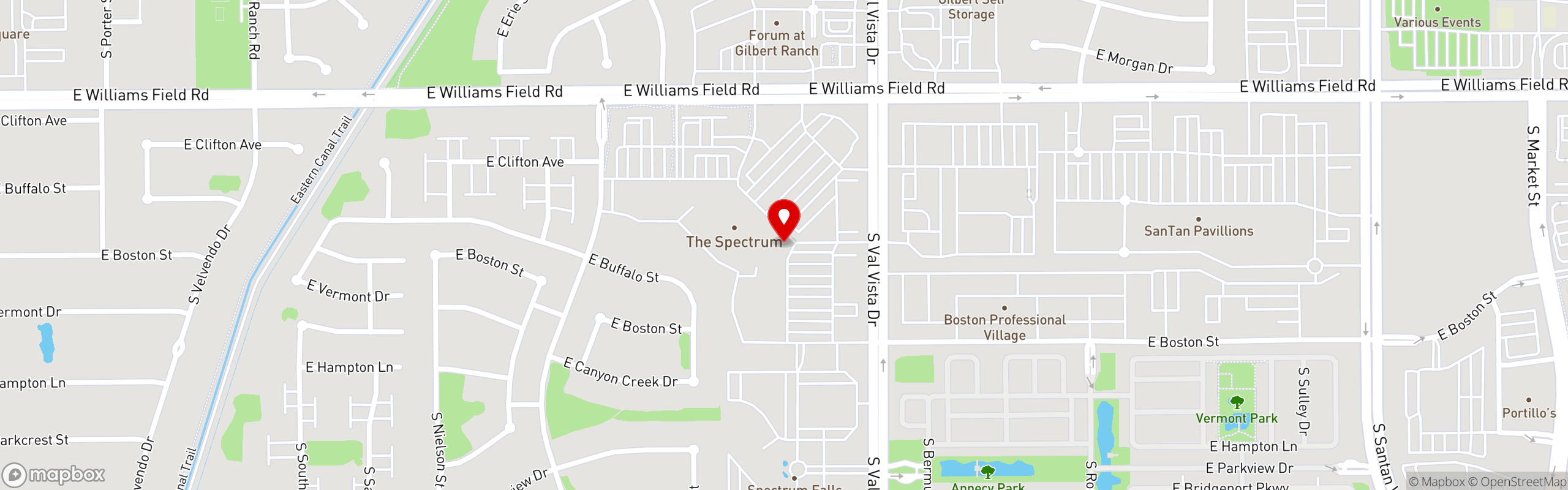 Street map pinning High Tide in Gilbert