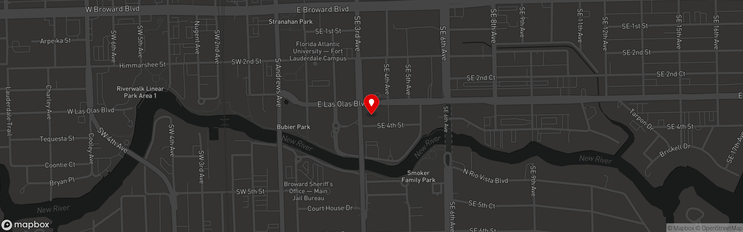 Street map pinning Sky Thai Sushi in Fort Lauderdale