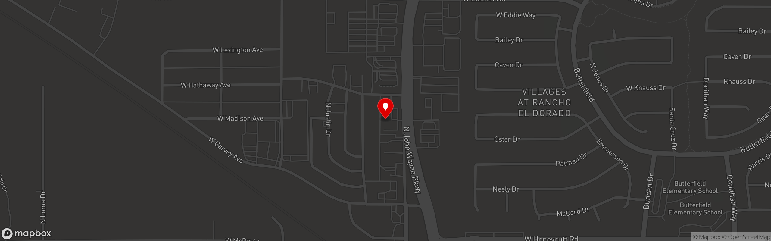 Street map pinning Roots Eatery in Maricopa