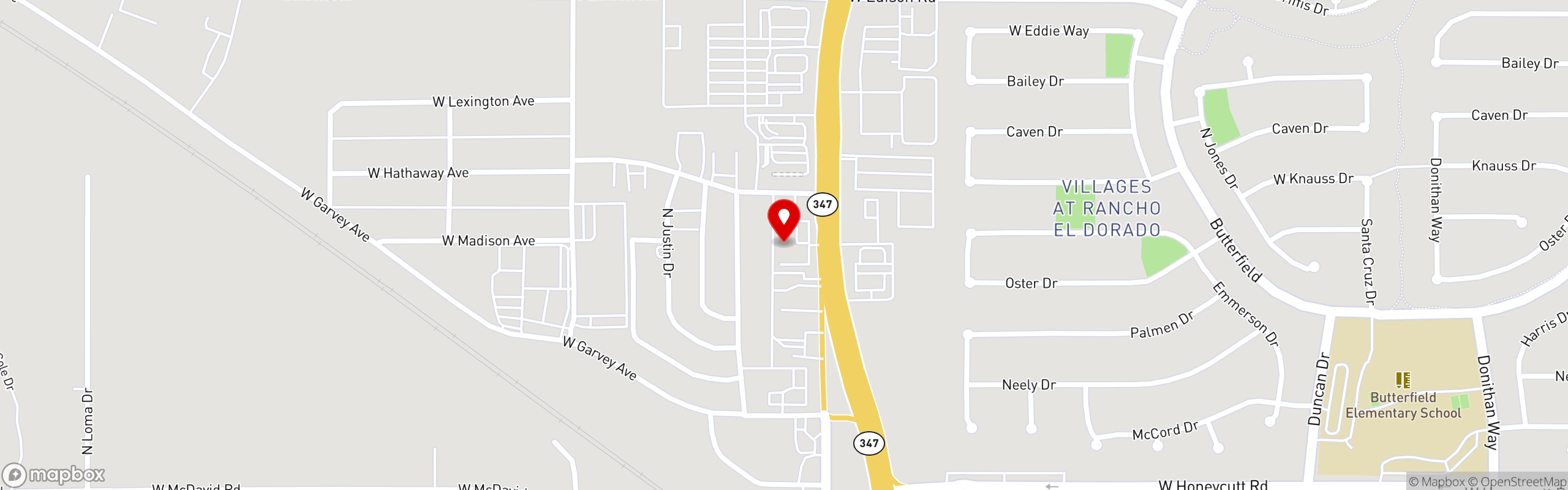 Street map pinning Roots Eatery in Maricopa
