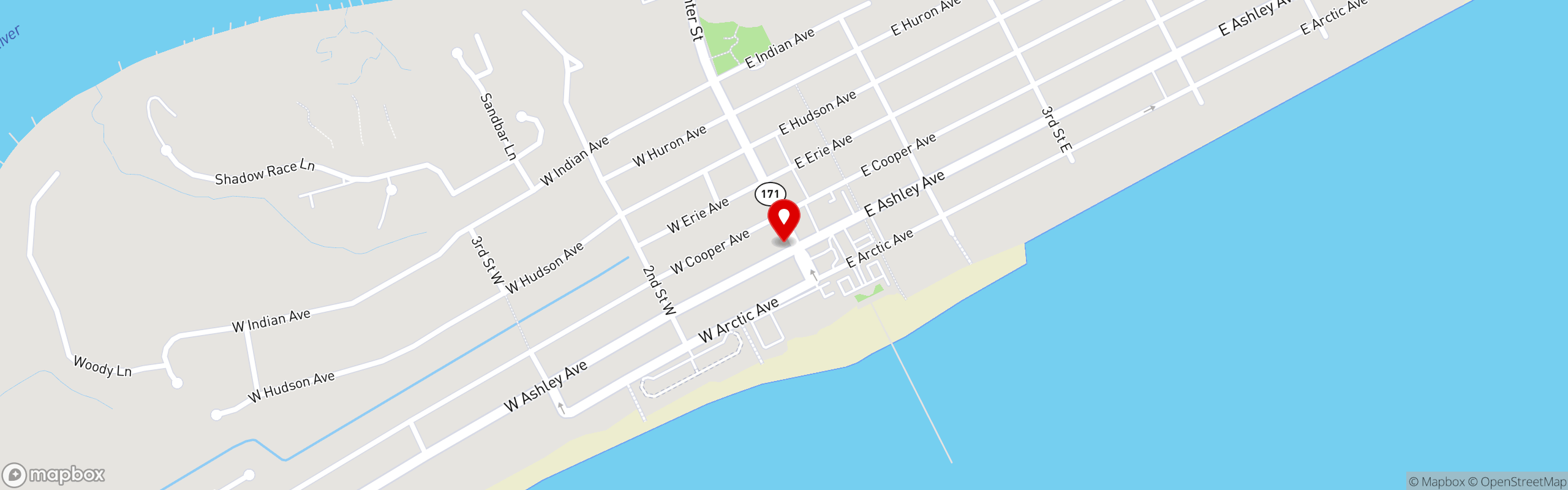 Street map pinning Coconut Joe's in Folly Beach, SC