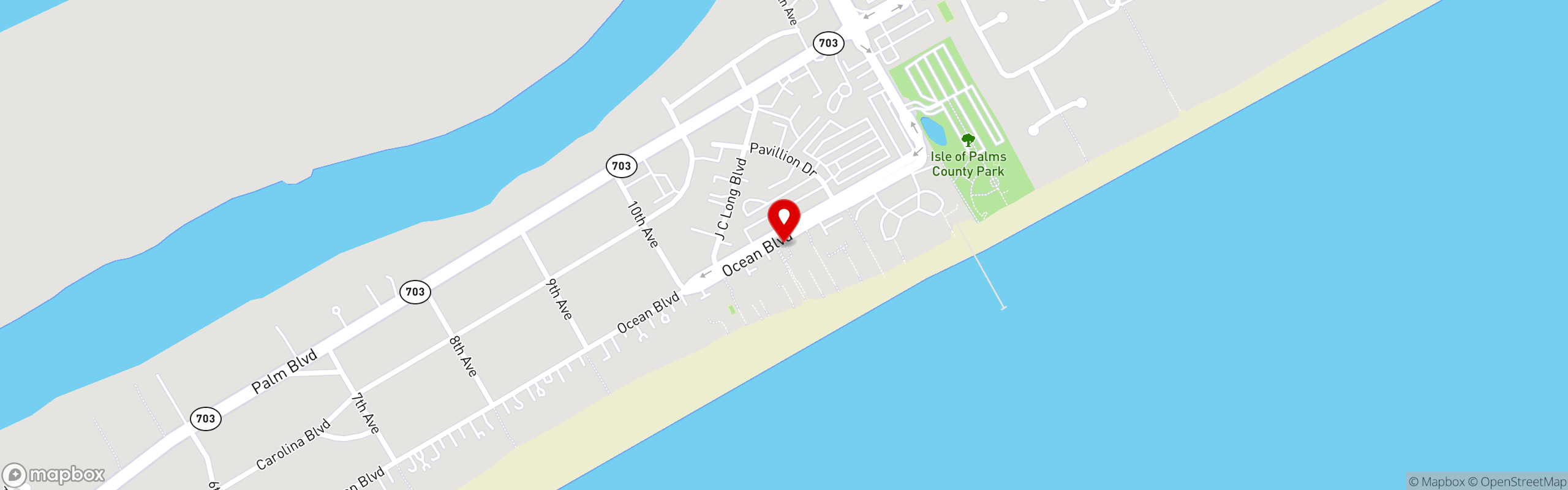 Street map pinning Coconut Joe's in Isle of Palms, SC
