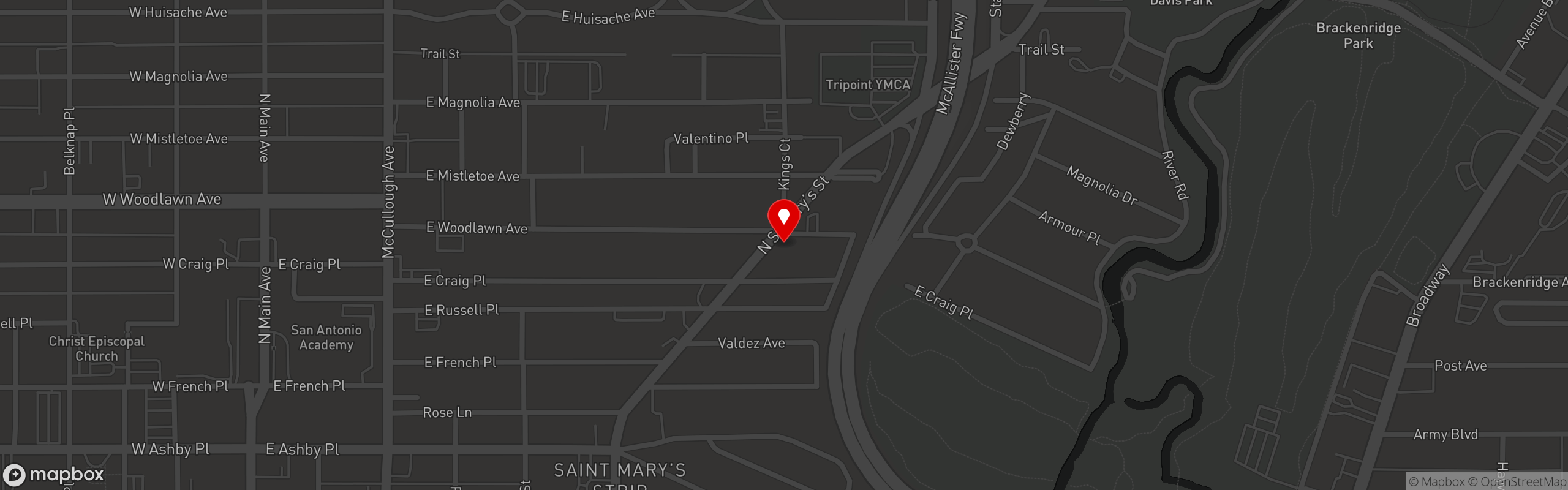 Street map pinning Tycoon Flats in St. Mary's Strip