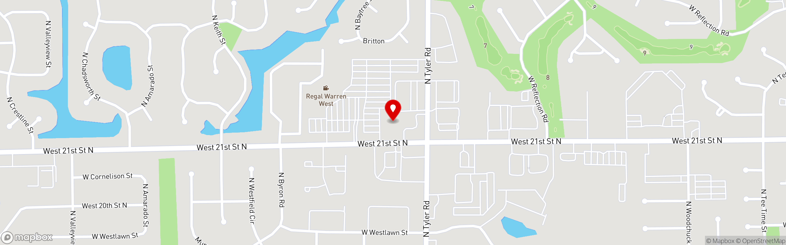 Street map pinning Sharky's in West Witchita