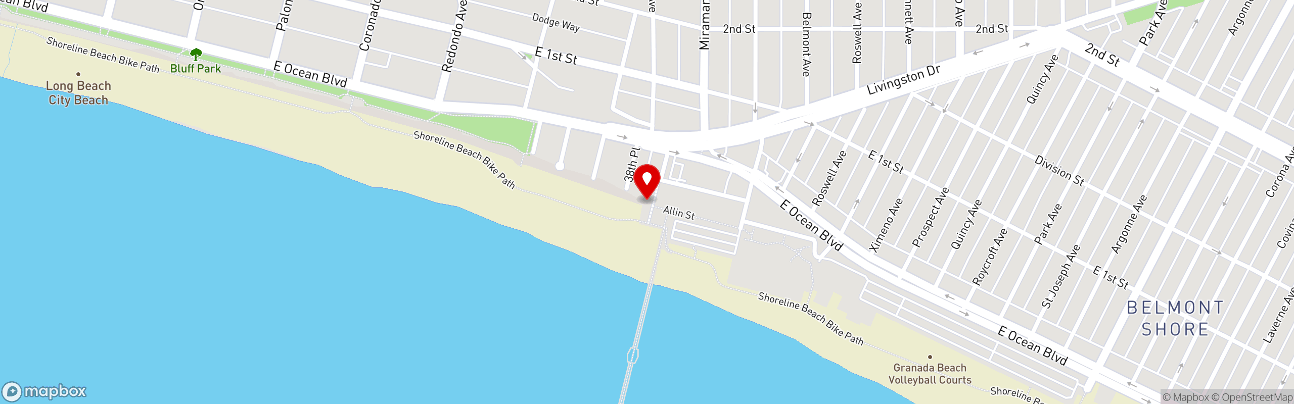Street map pinning Belmont Brewing Company in Belmont Brewing Company