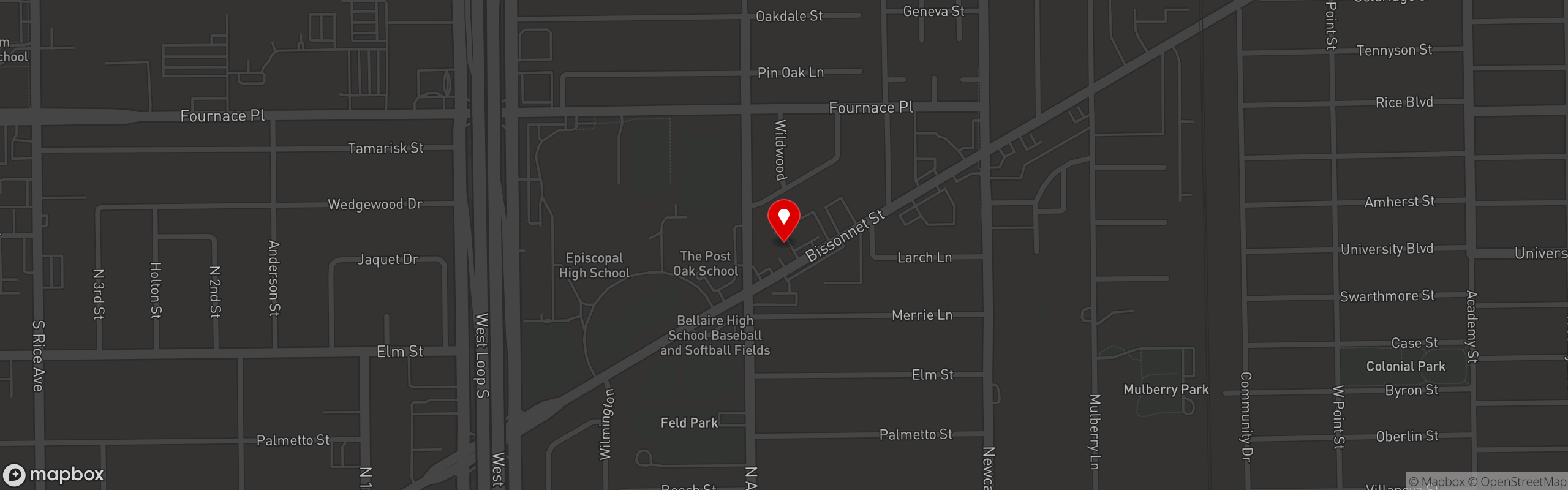 Street map pinning Enoteca Rossa in Bellaire