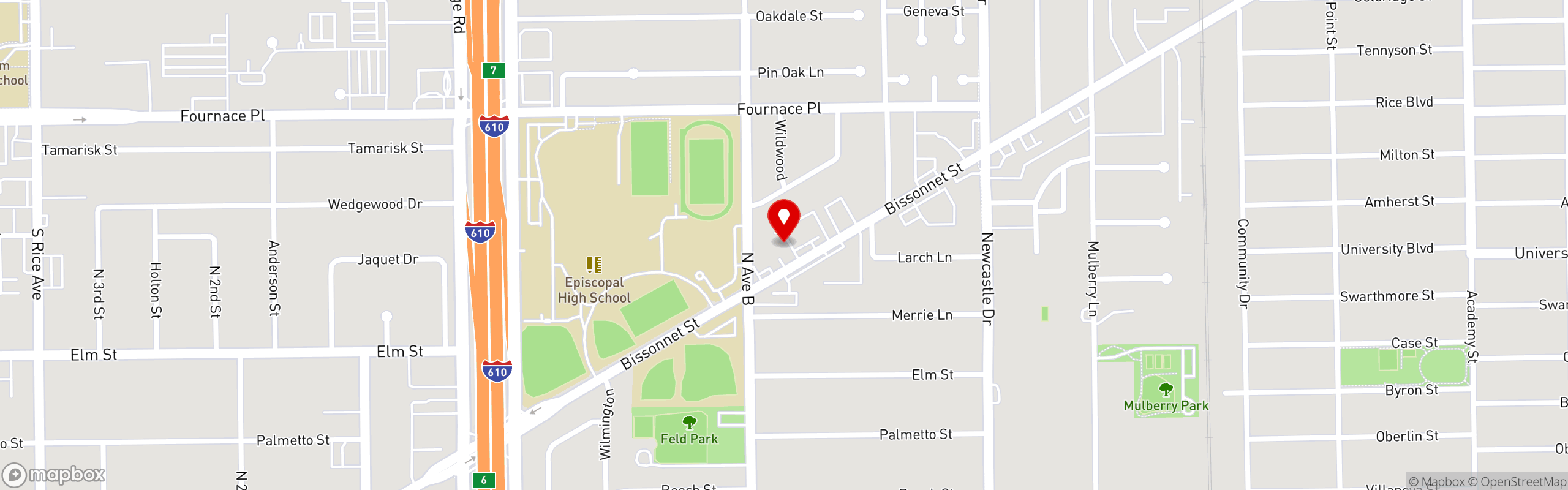 Street map pinning Enoteca Rossa in Bellaire