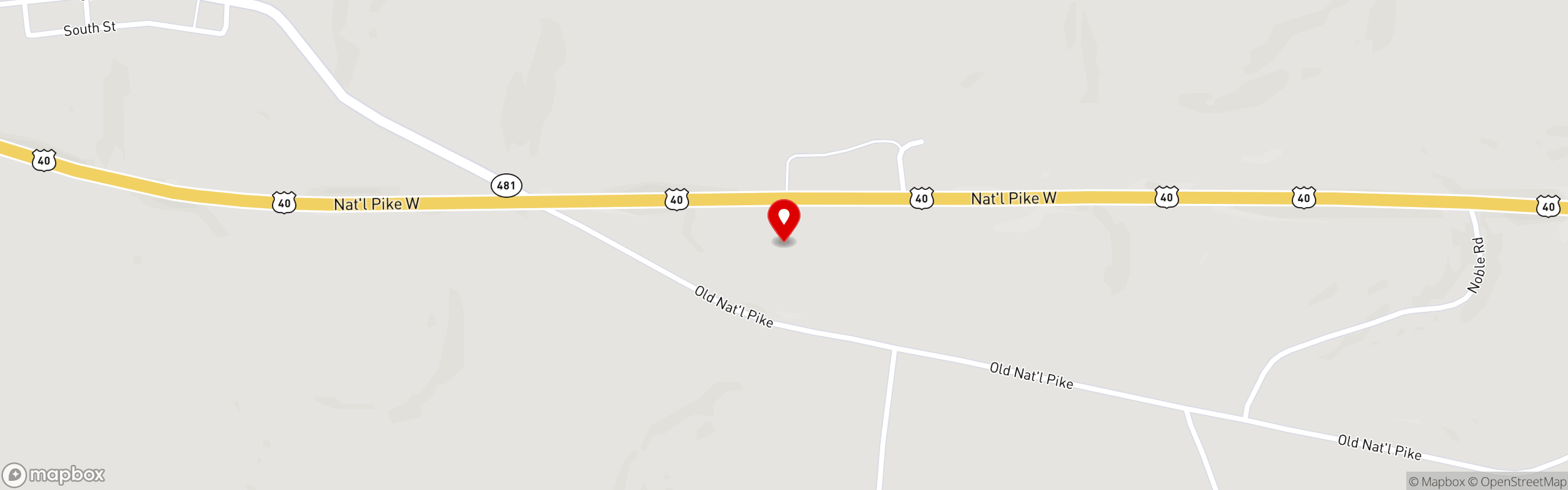 Street map pinning Hugo's Restaurant Banquet & Catering Hall in Brownsville, PA