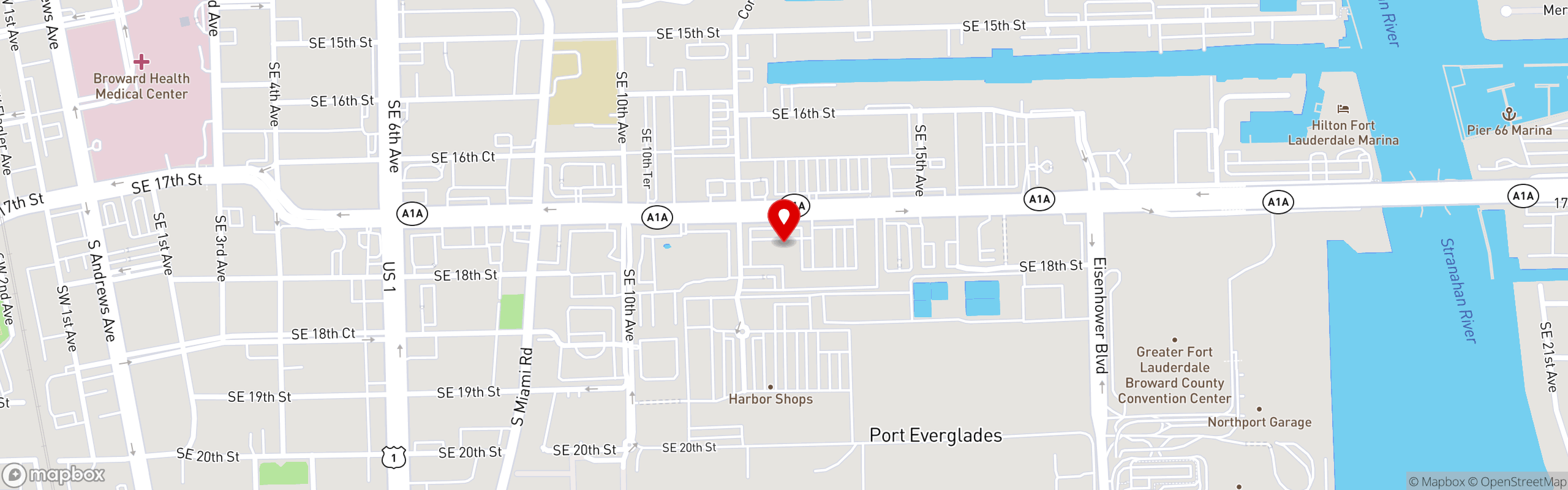 Street map pinning Chelas Miami in Fort Lauderdale