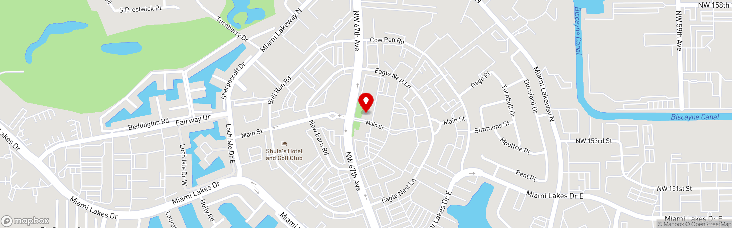 Street map pinning Chelas Miami in Miami Lakes