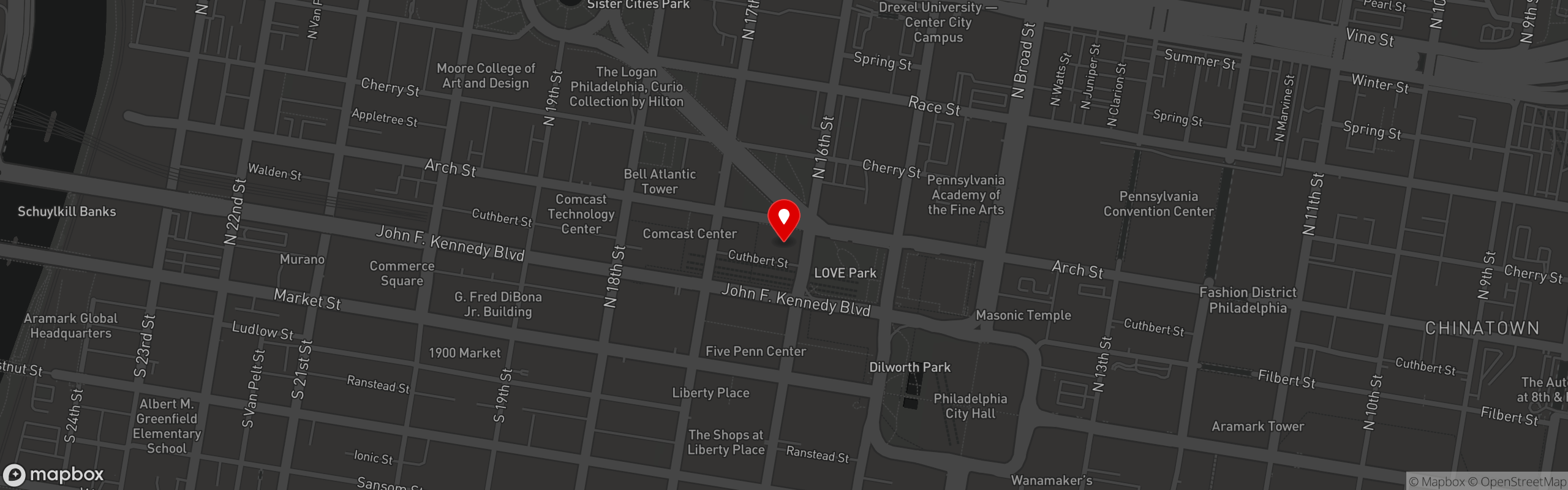 Street map pinning Tir na nOg in Tir Philadelphia