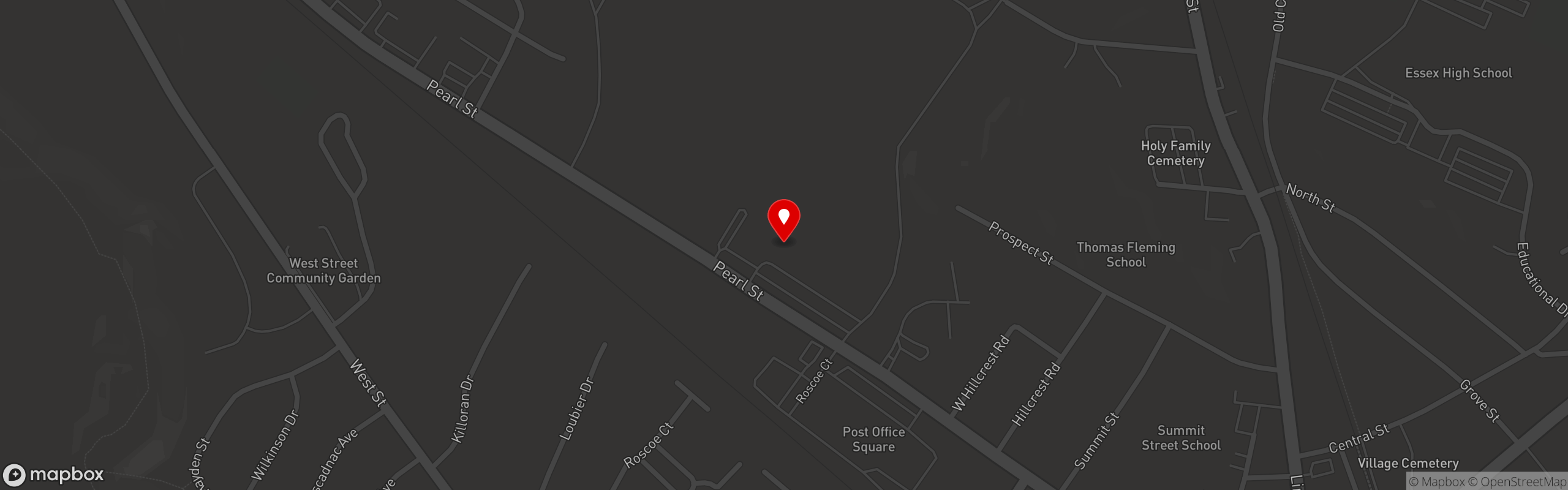 Street map pinning Vespa's Pizza Pasta & Deli in Essex Junction Shopping Center