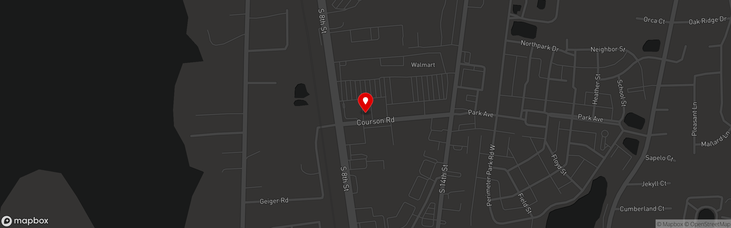 Street map pinning Townies Pizzeria in Townies Pizzeria