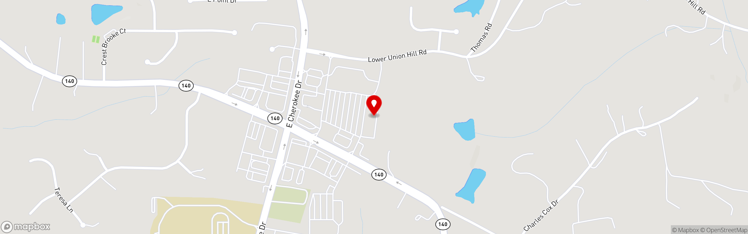 Street map pinning Sidelines Grille in Hickory Flat