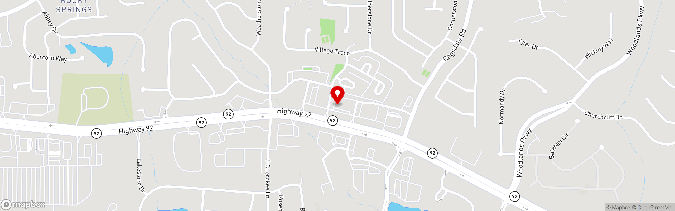 Street map pinning Sidelines Grille in Woodstock (HWY 92)