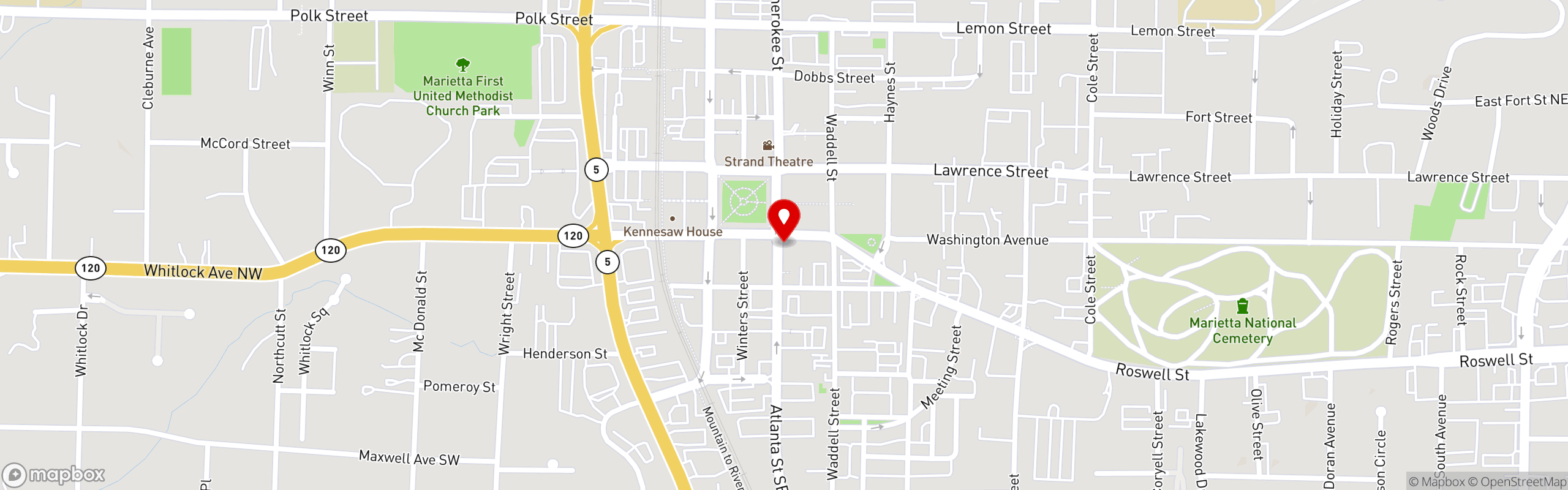 Street map pinning The Marietta Local in The Marietta Local