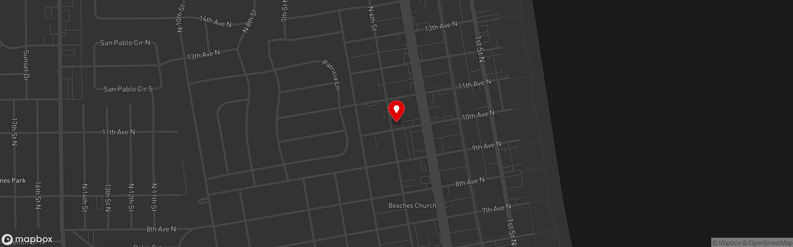 Street map pinning Buddha Thai Bistro in Jacksonville Beach