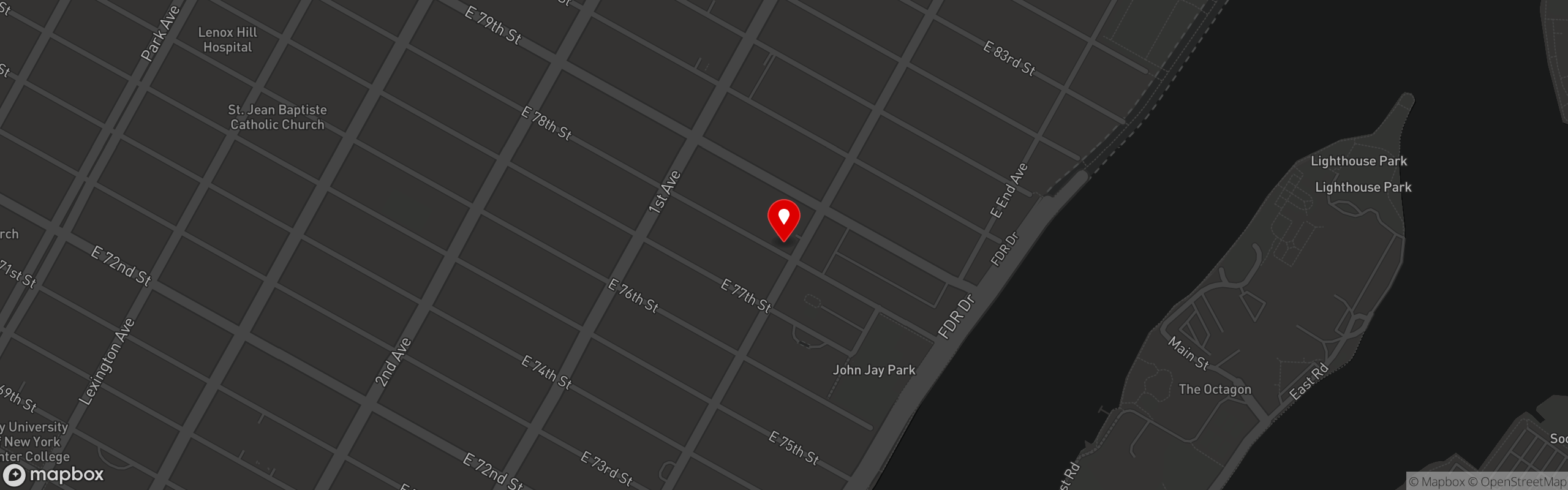 Street map pinning Brooklyn Dumpling Shop in Upper East Side - Manhattan