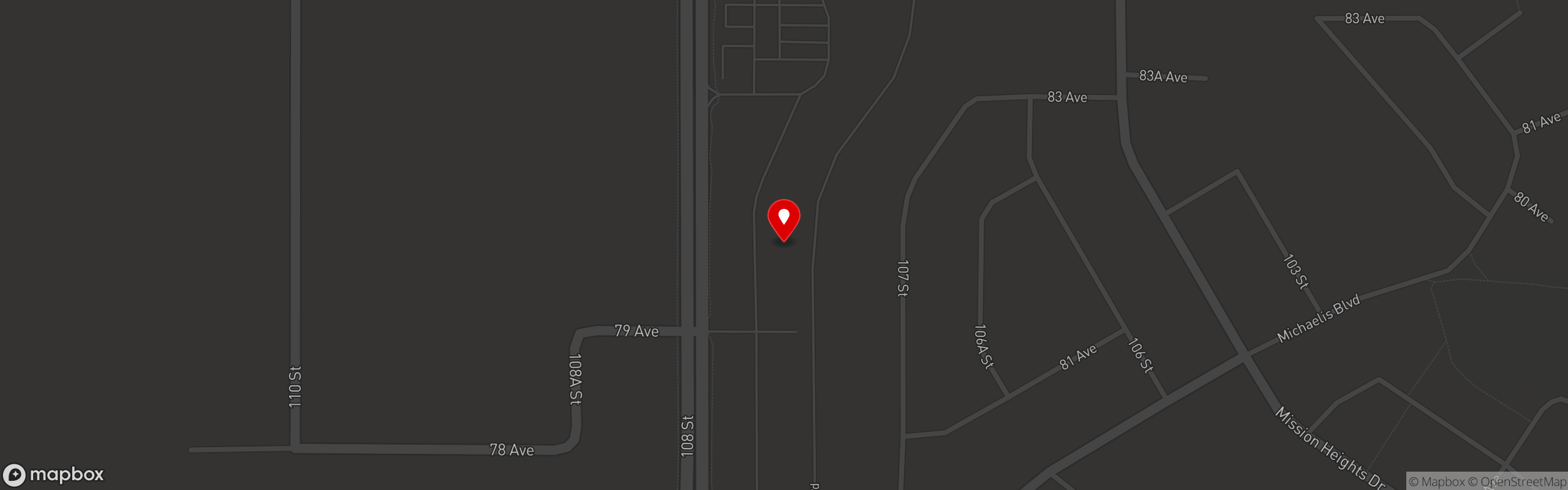 Street map pinning Brooklyn Dumpling Shop in Grande Prairie