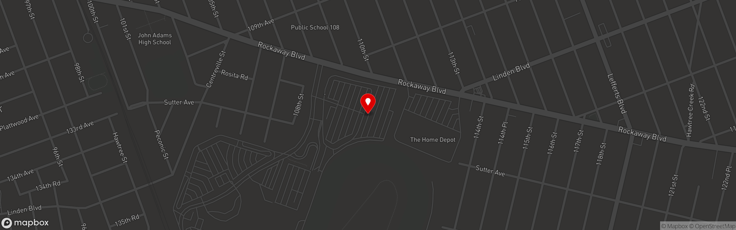 Street map pinning Brooklyn Dumpling Shop in Resorts World Casino - New York